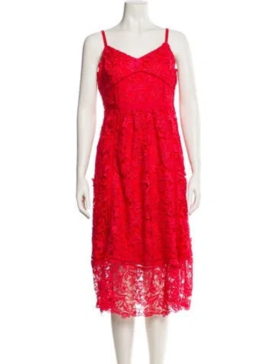 Pre-owned Ted Baker Lace Pattern Midi Length Dress W/ Tags In Red