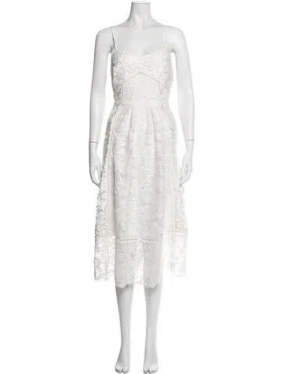 Pre-owned Ted Baker Lace Pattern Midi Length Dress W/ Tags In White