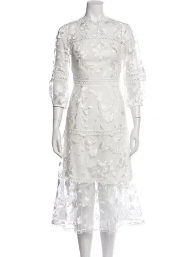 Pre-owned Ted Baker Lace Pattern Midi Length Dress In White