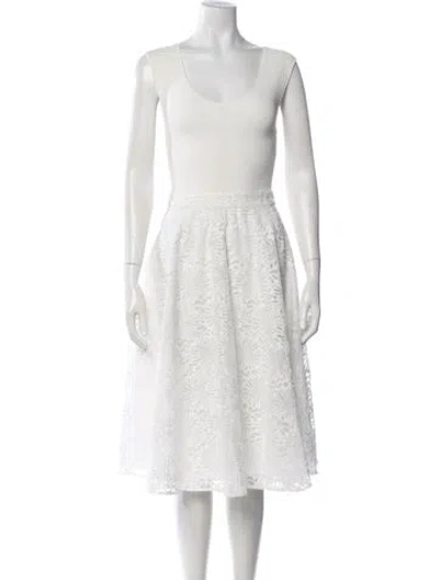 Pre-owned Ted Baker Lace Pattern Midi Length Dress In White