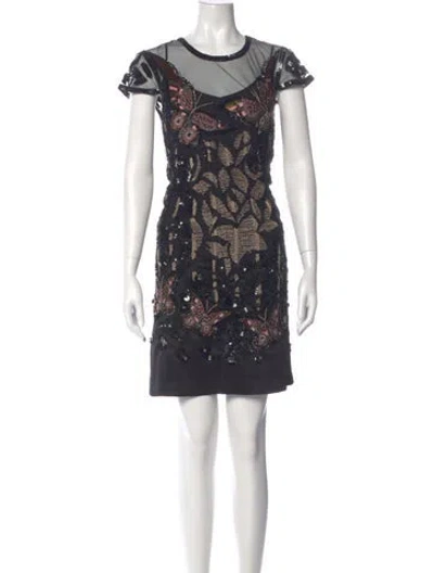 Pre-owned Ted Baker Lace Pattern Mini Dress In Black