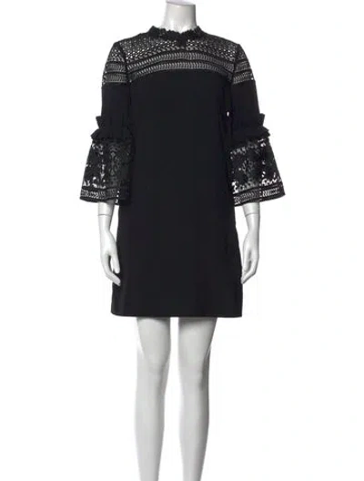 Pre-owned Ted Baker Lace Pattern Mini Dress In Black