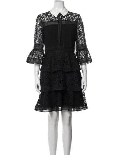 Pre-owned Ted Baker Lace Pattern Mini Dress In Black