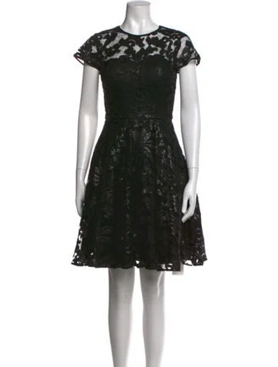 Pre-owned Ted Baker Lace Pattern Mini Dress In Black