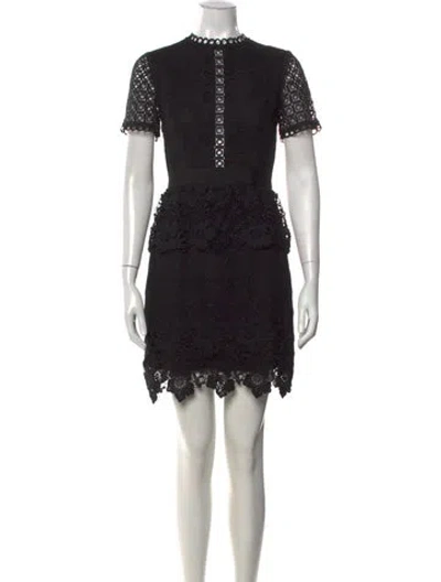 Pre-owned Ted Baker Lace Pattern Mini Dress In Black