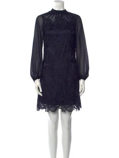 Pre-owned Ted Baker Lace Pattern Mini Dress In Blue