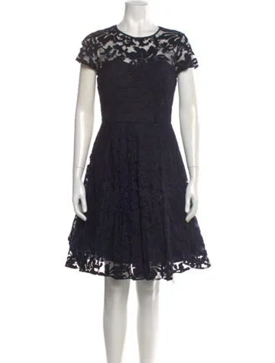 Pre-owned Ted Baker Lace Pattern Mini Dress In Blue