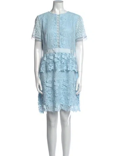 Pre-owned Ted Baker Lace Pattern Mini Dress In Blue