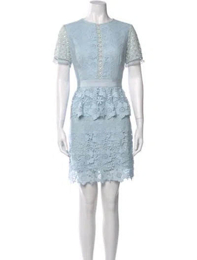 Pre-owned Ted Baker Lace Pattern Mini Dress In Blue