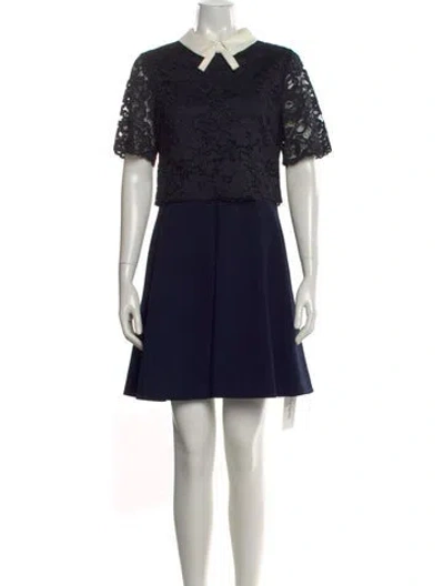 Pre-owned Ted Baker Lace Pattern Mini Dress In Blue