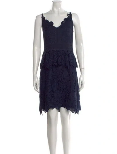 Pre-owned Ted Baker Lace Pattern Mini Dress In Blue