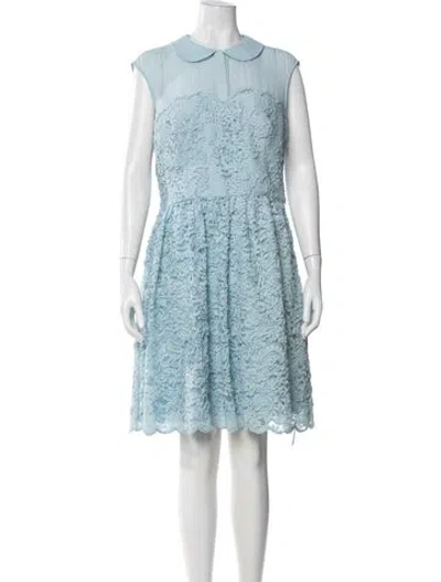 Pre-owned Ted Baker Lace Pattern Mini Dress In Blue