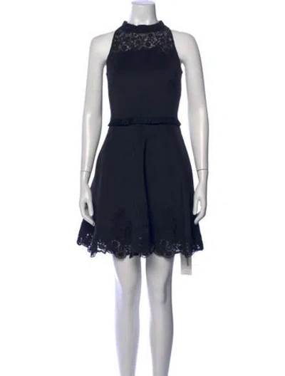 Pre-owned Ted Baker Lace Pattern Mini Dress In Blue