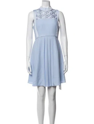 Pre-owned Ted Baker Lace Pattern Mini Dress In Blue