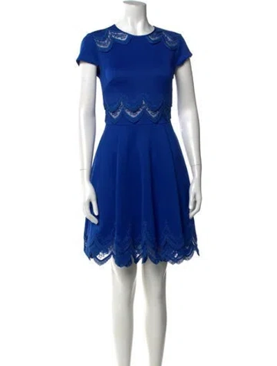 Pre-owned Ted Baker Lace Pattern Mini Dress In Blue