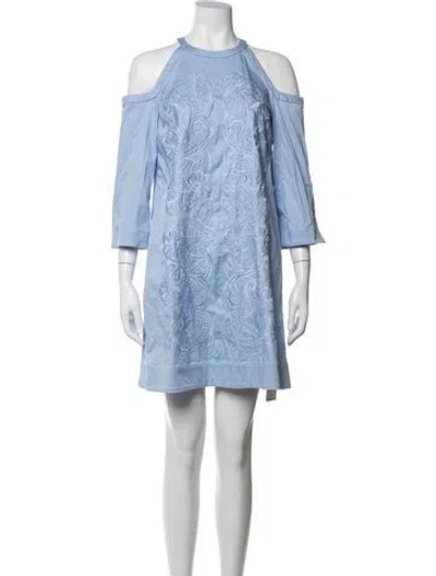 Pre-owned Ted Baker Lace Pattern Mini Dress In Blue