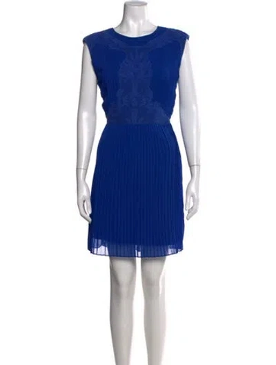 Pre-owned Ted Baker Lace Pattern Mini Dress In Blue