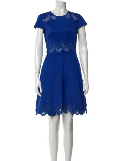 Pre-owned Ted Baker Lace Pattern Mini Dress In Blue