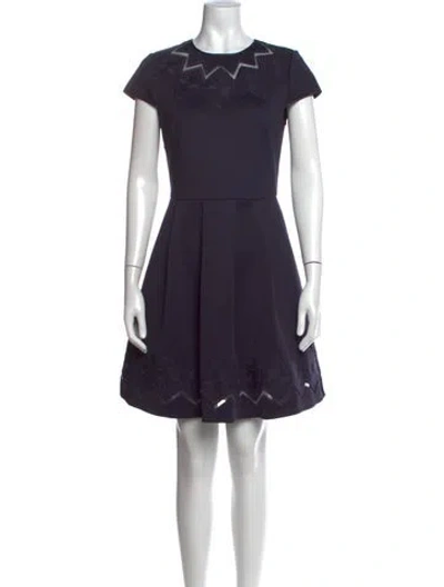 Pre-owned Ted Baker Lace Pattern Mini Dress In Blue