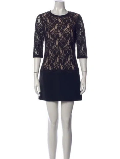 Pre-owned Ted Baker Lace Pattern Mini Dress In Blue