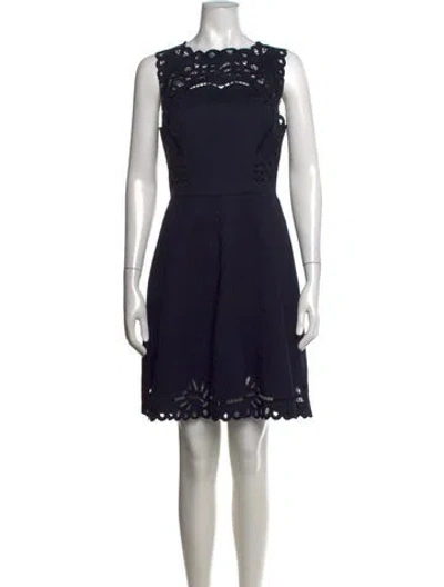 Pre-owned Ted Baker Lace Pattern Mini Dress In Blue