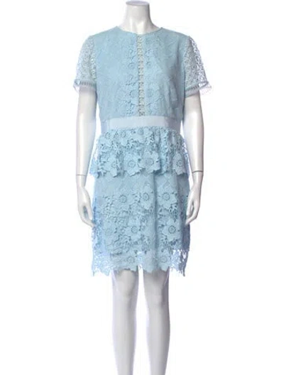 Pre-owned Ted Baker Lace Pattern Mini Dress In Blue