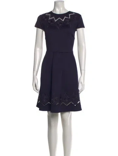 Pre-owned Ted Baker Lace Pattern Mini Dress In Blue