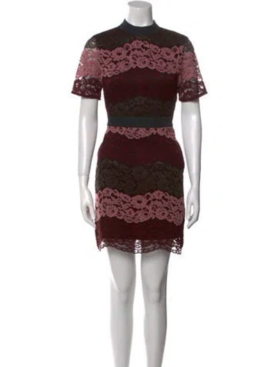 Pre-owned Ted Baker Lace Pattern Mini Dress In Burgundy