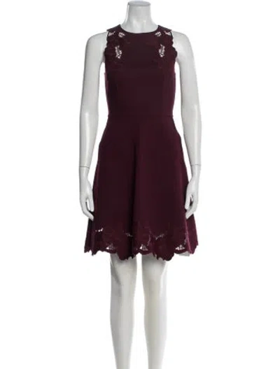 Pre-owned Ted Baker Lace Pattern Mini Dress In Burgundy