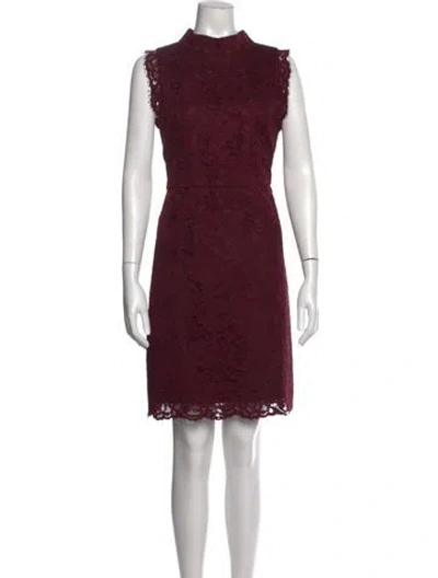 Pre-owned Ted Baker Lace Pattern Mini Dress In Burgundy