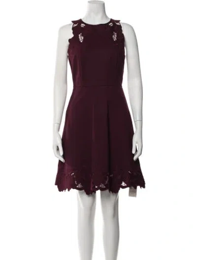 Pre-owned Ted Baker Lace Pattern Mini Dress In Burgundy