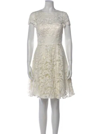 Pre-owned Ted Baker Lace Pattern Mini Dress In Neutral