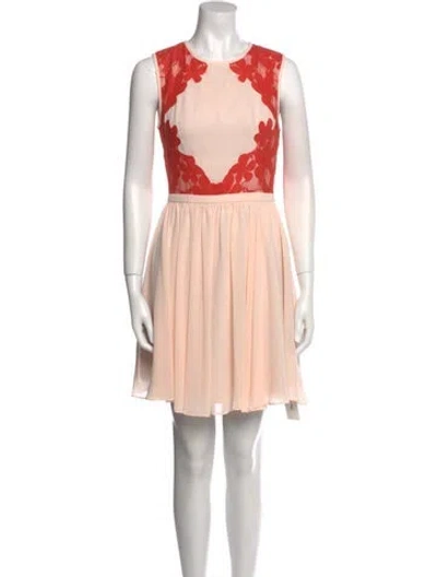 Pre-owned Ted Baker Lace Pattern Mini Dress In Pink