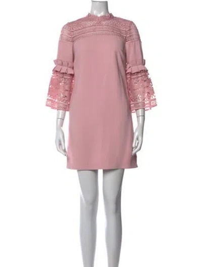 Pre-owned Ted Baker Lace Pattern Mini Dress In Pink
