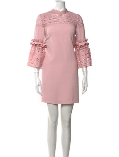 Pre-owned Ted Baker Lace Pattern Mini Dress In Pink
