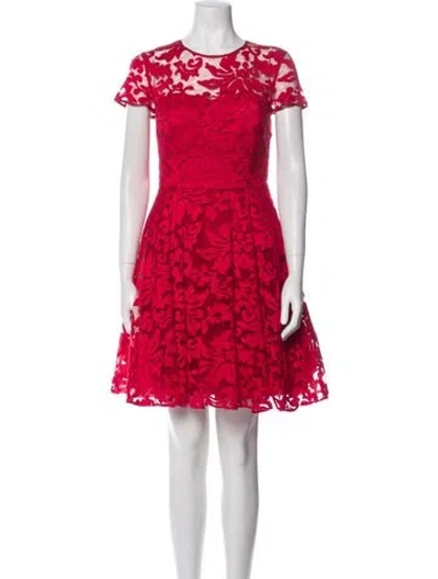 Pre-owned Ted Baker Lace Pattern Mini Dress In Red