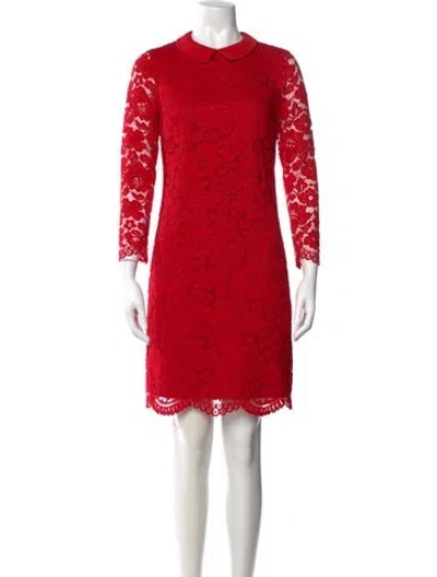 Pre-owned Ted Baker Lace Pattern Mini Dress In Red