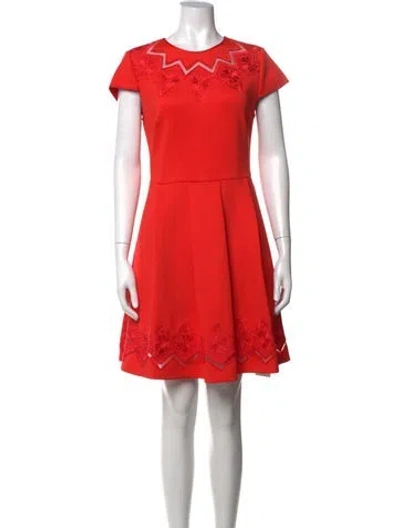 Pre-owned Ted Baker Lace Pattern Mini Dress In Red