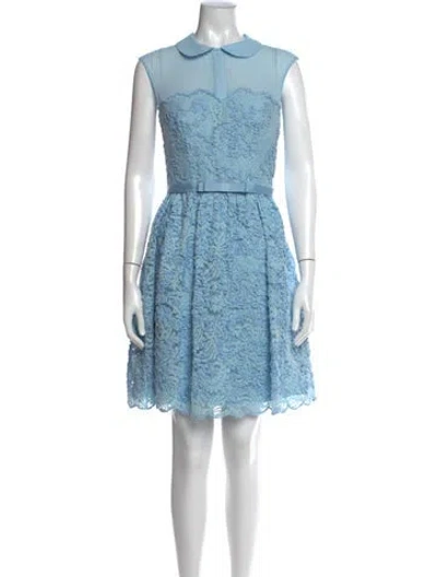 Pre-owned Ted Baker Lace Pattern Mini Dress W/ Tags In Blue