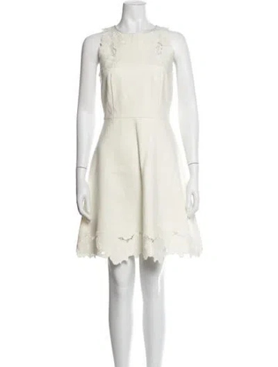 Pre-owned Ted Baker Lace Pattern Mini Dress In White