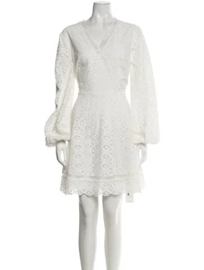 Pre-owned Ted Baker Lace Pattern Mini Dress In White