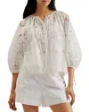Ted Baker Lace Puffed Sleeve Blouse In White
