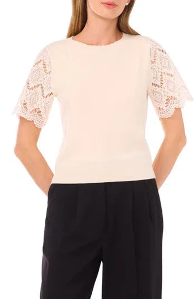 Ted Baker Lace Short Sleeve Sweater In Neutral