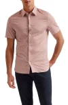 TED BAKER LACESHO GEO PRINT STRETCH COTTON BUTTON-UP SHIRT