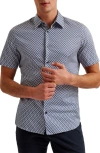 TED BAKER LACESHO GEO PRINT STRETCH COTTON BUTTON-UP SHIRT