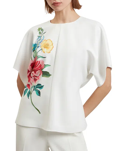Ted Baker Lahnaa Slouch Sleeve Waisted Top In White