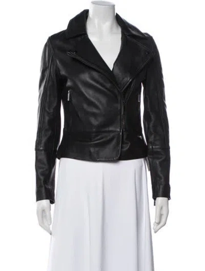 Pre-owned Ted Baker Lamb Leather Biker Jacket In Black