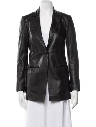 Pre-owned Ted Baker Lamb Leather Blazer In Black