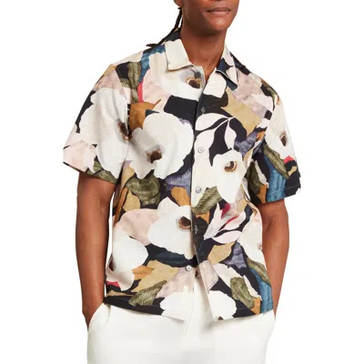 Ted Baker Langdon Floral Short Sleeve Cotton Buttion-up Shirt In Multi