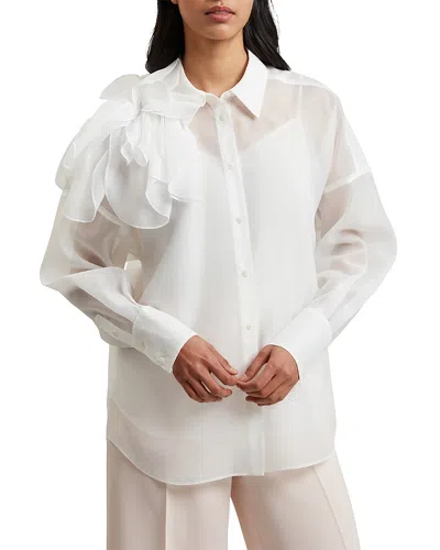 Ted Baker Lanyaa Organza Rosette Blouse In Ivory